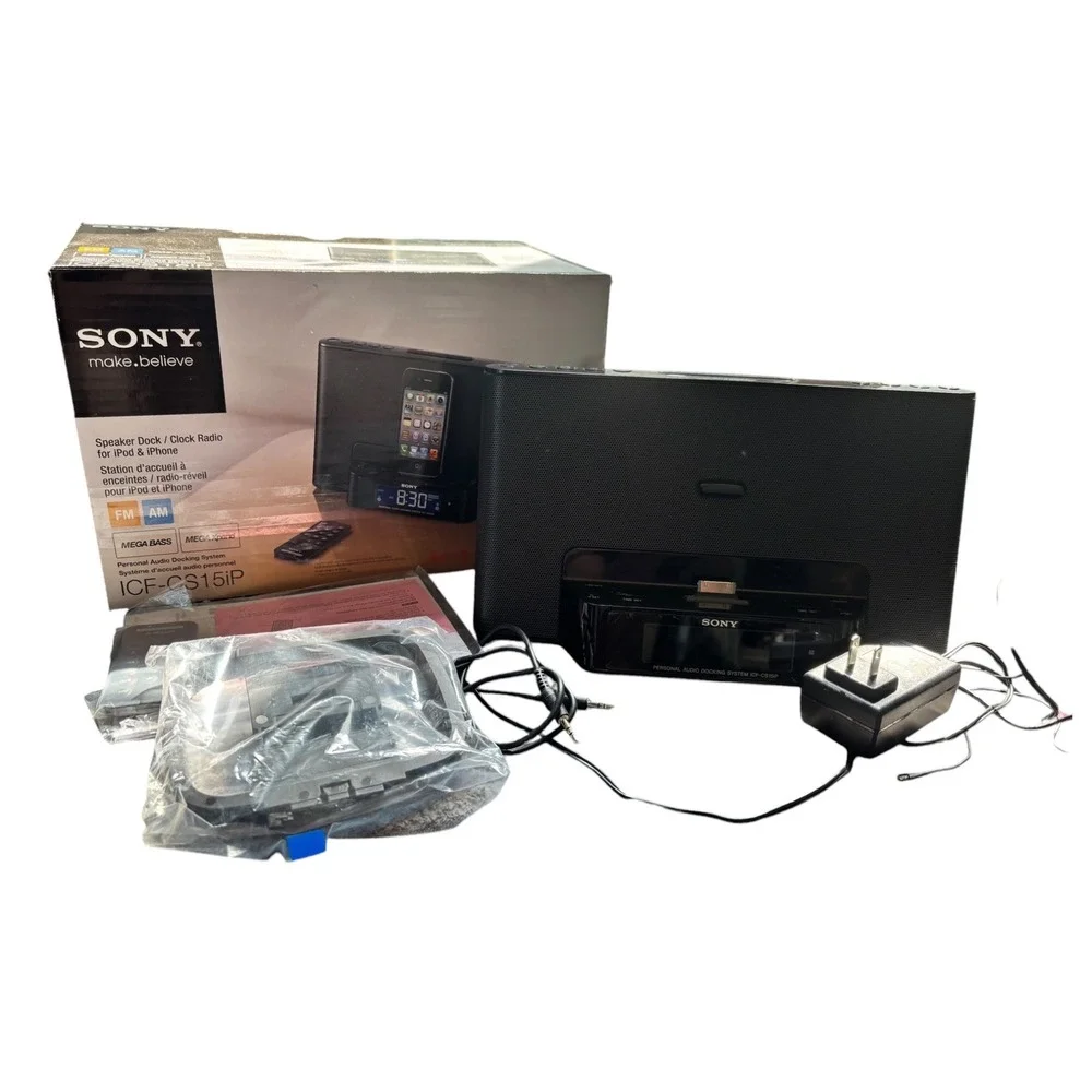 Sony Dream Machine ICF-CS15iP Speaker Dock Clock Radio iPod iPhone Black Remote